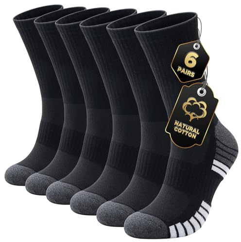 Benirap Mens Socks Breathable Wicking Work Socks Cushion Athletic Casual Crew Outdoor Sports Sock Multipack Performance Hiking Walking Running Trekking(6 Pairs)