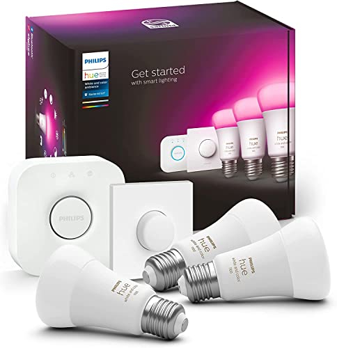 Philips Hue White & Col. Amb. E27 3er Starter Set inkl. Smart Button 3x800lm