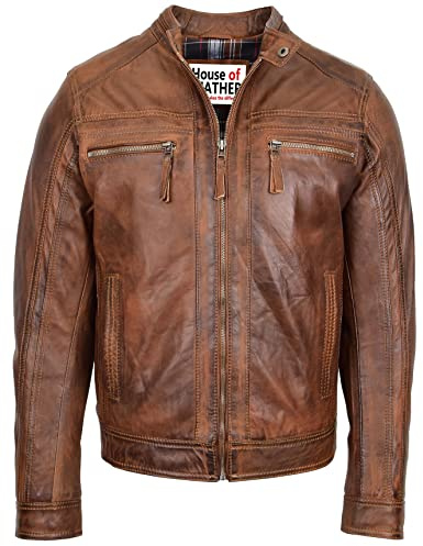 Veste de motard décontractée en cuir véritable pour homme Style Charlie Café Racer