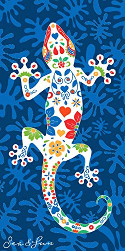 Miracle Home. Toalla Microfibra Playa Lagartija, 100% Poliester, Multicolor, 75 X 145 Cm. 11752