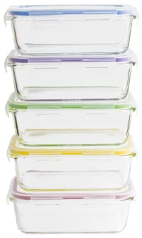 PEBBLY Set batchcooking de 5 boites rectangulaires 850 ML