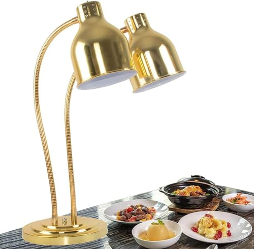 EVANEM Lampe chauffante pour Buffet à Double tête, Lampe chauffante pour Aliments, Chauffe-Aliments Commercial, Lampe chauffante électrique Portable 500 W, Lampe chauffante pour Restauration A