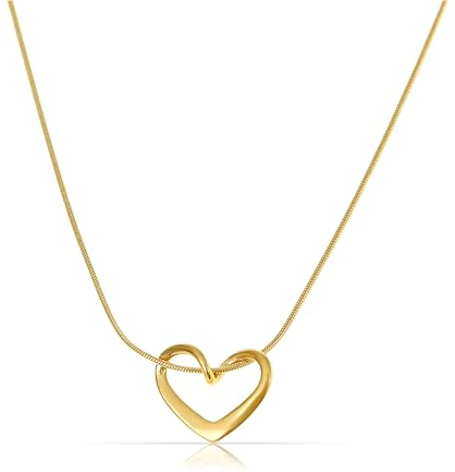 Made by Nami Herzkette Gold Edelstahl Geschenke für Frauen Wasserfester Schmuck Verstellbar