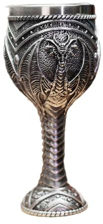 Baoblaze Copa de Vino de Acero Inoxidable con Forma de cáliz Medieval Vintage, para Aniversario, artículos de Fiesta, decoración de Escritorio, Vaso para Beber, Plata