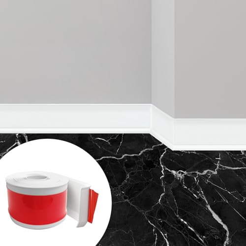 Zócalo blando autoadhesivo de PVC, color blanco, 10 cm x 3,0 m, zócalos autoadhesivos para cocina, baño y salón