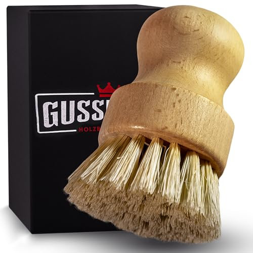 GUSSKÖNIG Spülbürste aus Holz mit natürlichen Sisalborsten – Effektive & schonende Topfbürste für Gusseisen Geschirr Topf Töpfe Pfannen Dutch Oven