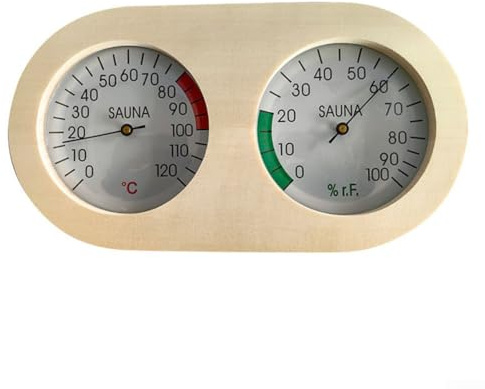 Feegow Sauna Thermometer Sauna Thermometer - 2 in 1 Holz Sauna Thermo-Hygrometer - Kiefernholz Temperatur und Luftfeuchtigkeit Monitor - Sauna Zubehör