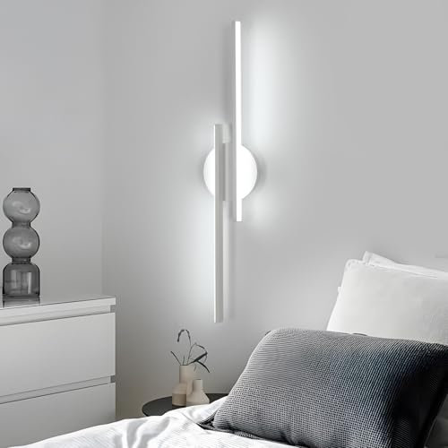 Riserva Aplique Pared Interior LED, 24W 2700LM Blanco Lámpara de Pared LED Moderna, 6500K Luz Blanca Luz LED Lineal de Pared Aluminio para Dormitorio, Sala de Estar, Pasillo, Escalera, Comedor, Balcón