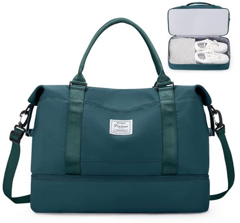 SEAFEW Sac de Voyage 45x36x20 pour Easyjet Bagage Cabine Avion sous Siège | Sac fourre-tout sport week-end, Bagage à Main Cabine Avion Léger, avec Compartiment à Chaussures pour Travel Gym,Bleu paon