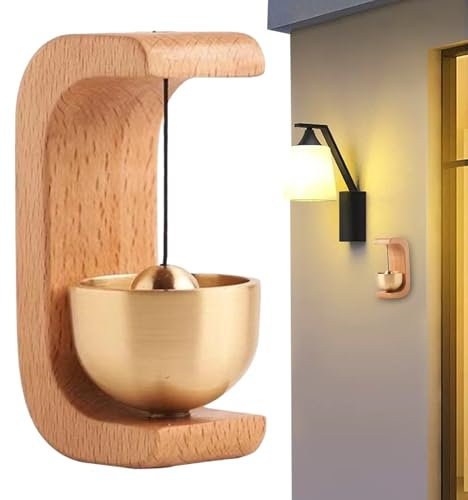 Campanello per porta in legno – Campanello per porta in legno, campanello magnetico da appendere | Campanello decorativo in legno leggero, campanello ad attrazione magnetica per porta in metallo