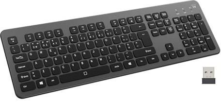 Tastiera Wireless Multiconnessione Retroilluminata EW3297 – Bluetooth + Wireless 2.4GHz, Layout IT/PT, Tasti Silenziosi, Batteria Ricaricabile, Full Size