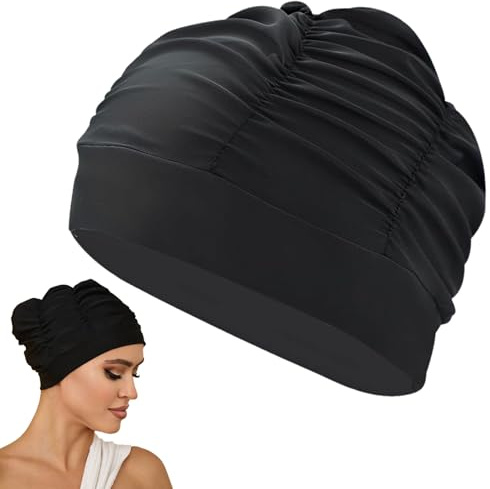 1 cuffia da bagno da donna, cuffia da bagno, cuffia da bagno per capelli lunghi, cuffia da bagno da donna, piscina, qualità superiore, 100% nylon, berretto da piscina per capelli lunghi, berretto da