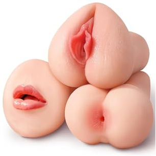 Kismloit Realistic Male Masturbator, 3 Sleeves Pocket Pussy Set