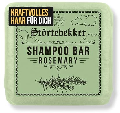 Störtebekker Premium Shampoo Bar rosmarino – Shampoo solido da uomo e donna – 3 in 1 sapone da doccia per capelli, cuoio capelluto e barba – Shampoo idratante – vegano (1 X 100 g)
