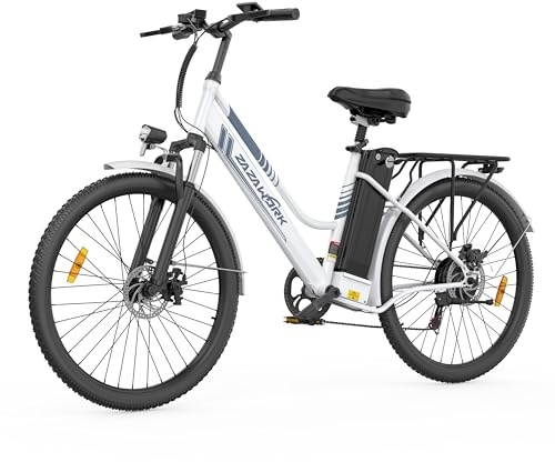Electric Bike for Adults, 250W Rear Motor Electric Bicycle with 36V 20AH Battery, 80-120km Long Range, 7-Speed & 3 Riding Modes, 25km/h Electric Hybrid Bike for Men Women City Commute (c26pro White)
