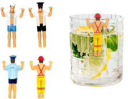 NPW Lot de 4 marqueurs fantaisie pour verres à boire – Hommes en uniforme
