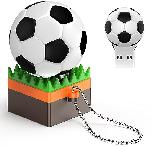 Uflatek Chiavette USB da 32 GB Calcio USB Stick Bianco Memoria Unità Flash Drive ad Alta Velocità Pennetta USB 2.0 Pen Drive per Computer Tablet e PC