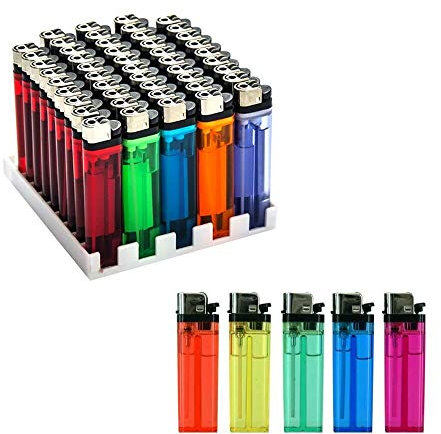 Gloriashoponline Stock 50 Pezzi ACCENDINI Colorati Accendino con Fiamma Regolabile
