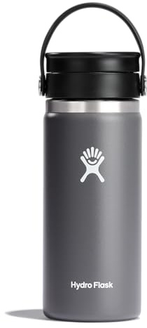 HYDRO FLASK - Travel Coffee Flask 473 ml (16 oz) - Vacuum Insulated Stainless Steel Travel Mug with Leak Proof Flex Sip Lid - BPA-Free - Wide Mouth - Stone