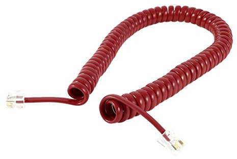 N/A RJ9 4P4C Fiche Téléphone Combiné Bobiné Câble Ligne, 2.5M pour Téléphone Fixe, Rouge