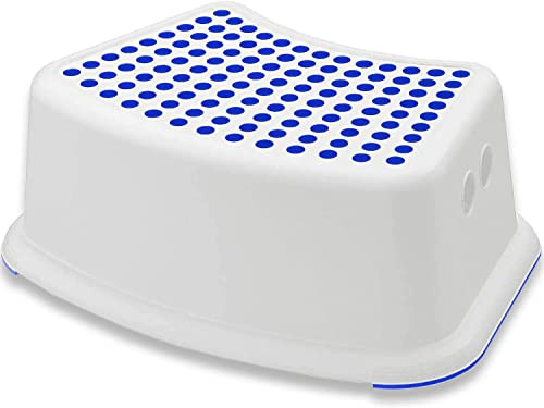 Step Stool for Kids, Non Slip Plastic Booster Foot Step Stool, Toddlers Stool For Potty Training, Sturdy Durable Children Stepping Stool for Bathroom, Kitchen, Washing Hands, Brushing Teeth (Blue)