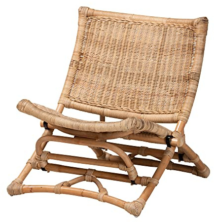 Bali & pari Herrara Modern Bohemian Natural Woven Rattan Foldable Lounge Chair