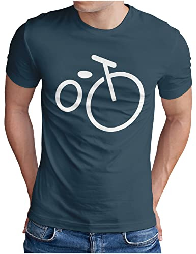 OM3® Minimalistic Bicycle Fahrrad T-Shirt - Herren - Rad Bike Radsport Radfahrer - Denim, XL