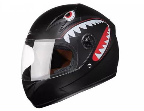 QJWMatic Kinder-Motorrad-Integralhelme Jungen Und Mädchen Leichter Street-Cruiser-ATV-Helm Mit Visier Für 2–10 Jahre C,48-52CM