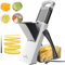 ONCE FOR ALL Cortador de mandolina seguro de actualización, tamaño más grande, cortador de alimentos vegetales, cortador de patatas fritas, hoja desmontable, artefacto de cocina para cortar, regalo