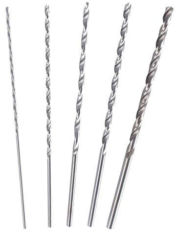 5PCS Extra Long Twist Drill Bit Set, 150mm Long High-Speed Steel Wood Drill Bits, 2MM 3MM 3.5MM 4MM 5MM Hardness Spiral Wood Drill Bit Straight Shank Set for Drilling Tool Woods Plastic Hard Metal