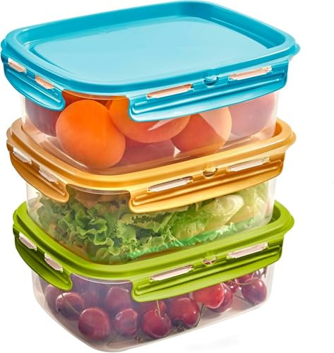 Snips, SnipsLock MIXCOLOR, Set de 3 Contenants pour Aliments, Boîtes alimentaires 3 x 1,8 LT, Rectangulaire, 23,5 x 18,5 x 13 cm, Made in Italy