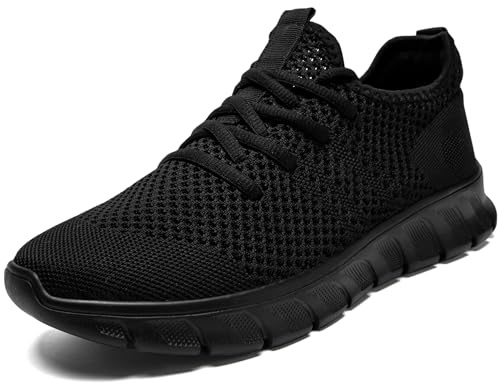 CMNZHK Men Running Tennis Shoes Gym Fashion Sneakers Walking Workout Shoes Athletic Slip on Breathable Mesh Comfortable Lightweight Casual Sport Shoe Black 10