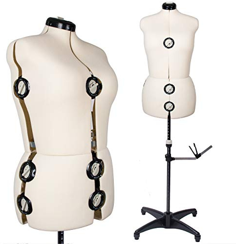 Beyond Your Thoughts Female Adjustable Mannequin Dummy Dress Form with 13 Dials for Sewing Dressmaking Tailors Mannequin Display Costume Beige for 8-14