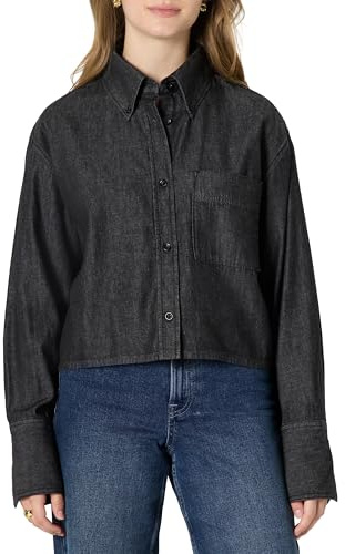Amazon Essentials Camicia Button Down in Denim,Oversize Donna