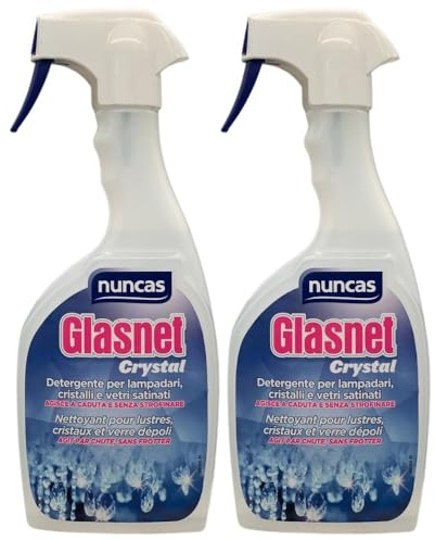 Detergente per Lampadari, Cristalli e Vetri Satinati, Agisce a Caduta e Senza Strofinare, 500ml (2 Unità)
