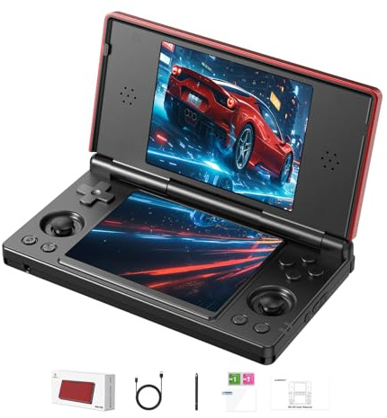 GiipGoop RG DS Consolas de juegos de mano RG DS Retro Gaming Console de doble pantalla 3+32GB Android 14 bolsillo portátil Arcade 40000mAh batería WiFi Bluetooth HD salida negro