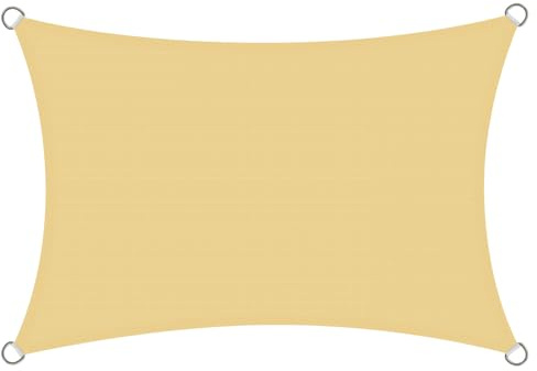 Rivenlo Toldo Vela Rectangular 3x5 m, Vela de Sombra 5x3 m HDPE Protección Rayos UV Resistente Transpirable Toldos para Exterior Terraza Patio Jardín, Arena