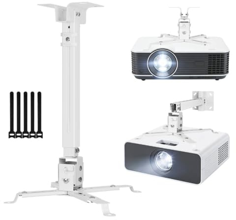 Vphom Universal Projector Mount Ceiling/Wall - 3-in-1 Projector Bracket with Extension Pole & Cable Ties