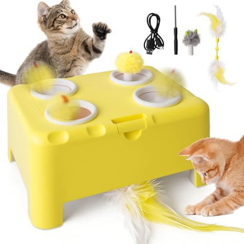 Corpower Juguete Interactivo para Gatos Autónomo, Juguete Gato 2 en 1 Inteligente, Juguetes para Gatos Automáticos para Gatos Domésticos, Juguetes Gatos Recargables USB para Gatos de Interior