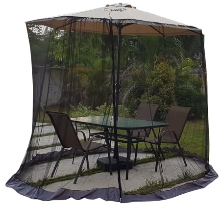 Tnfeeon Mosquitera con Dosel de Malla de Poliéster para Porches y Jardines Al Aire Libre, Pantalla Ajustable de 250 a 300 Cm para Protección contra Insectos Red para Sombrilla de Patio, Red para