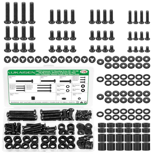 LuKaiSen 136Pcs Universal TV Mounting Hardware Screws Kit Set M4-M8