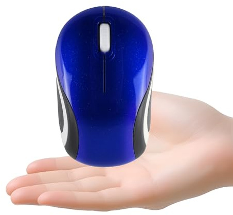 elec Space Mini Small Wireless Mouse for Travel Optical Portable Mini Cordless Mice with USB Receiver for PC Laptop Computer (Blue)