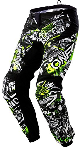 O'NEAL | Pantalon | Moto Enduro | Grande liberté de Mouvement, entièrement doublé, Rembourrage en Caoutchouc pour Plus de Protection | Pantalon Element Attack | Adulte | Noir Jaune Fluo | Taille 22