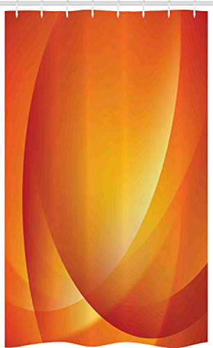 ABAKUHAUS Orange Schmaler Duschvorhang, Bunte Twist Linien, Badezimmer Deko Set aus Stoff mit Haken, 120 x 180 cm, Orange und Gelb