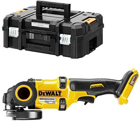 DeWalt XR FLEXVOLT 54V 125mm Brushless Mini-Grinder elettronico, Soft Start, freno, frizione, senza caricabatteria/batteria e custodia TSTAK II, Multicolore