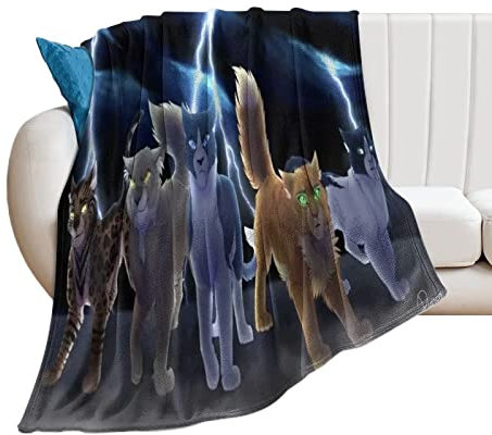Fleece-Decke mit Katzenmotiv, Blitz- und Katzendecken und Überwürfe, weich und warm, süße Sofabettdecke, Reise-Plüschdecke, 130 x 150 cm (50 x 60 Zoll)