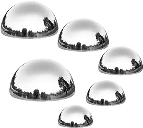 Cabilock 6 stycken rostfria kulor, trädgårdsklot, dekorativ kula, spegelpolerad, ihålig kula, halvkula, simkulor, metallkulor, spegelkula, dammkulor, ornament för hem, trädgård, damm, pooldekoration