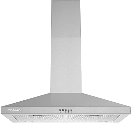 COSMO COS-63024P 30 in. Nebula Collection 250 CFM Ducted Wall Mount Range Hood, Button Control, LED Lights, Mesh Filters, Stainless Steel