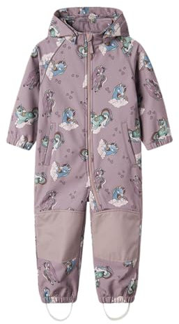 NAME IT Mädchen NMFALFA08 Softshell Suit AOP1 FO NOOS Regenanzug, Lila, 104