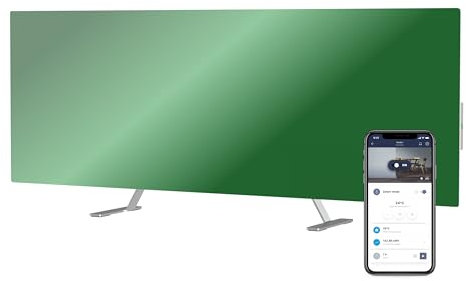 JOULE Radiador Eléctrico Infrarrojo con Termostato - 700 W - Premium Eco Smart Heater - Vidrio Templado - Calefacción Mural - Bajo Consumo y Eficiente - Verde